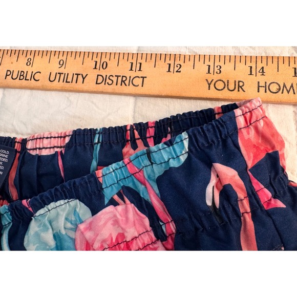 Men's Flamingo Print Swim Trunks Shorts Size Large Elastic Waist - Picture 3 of 5